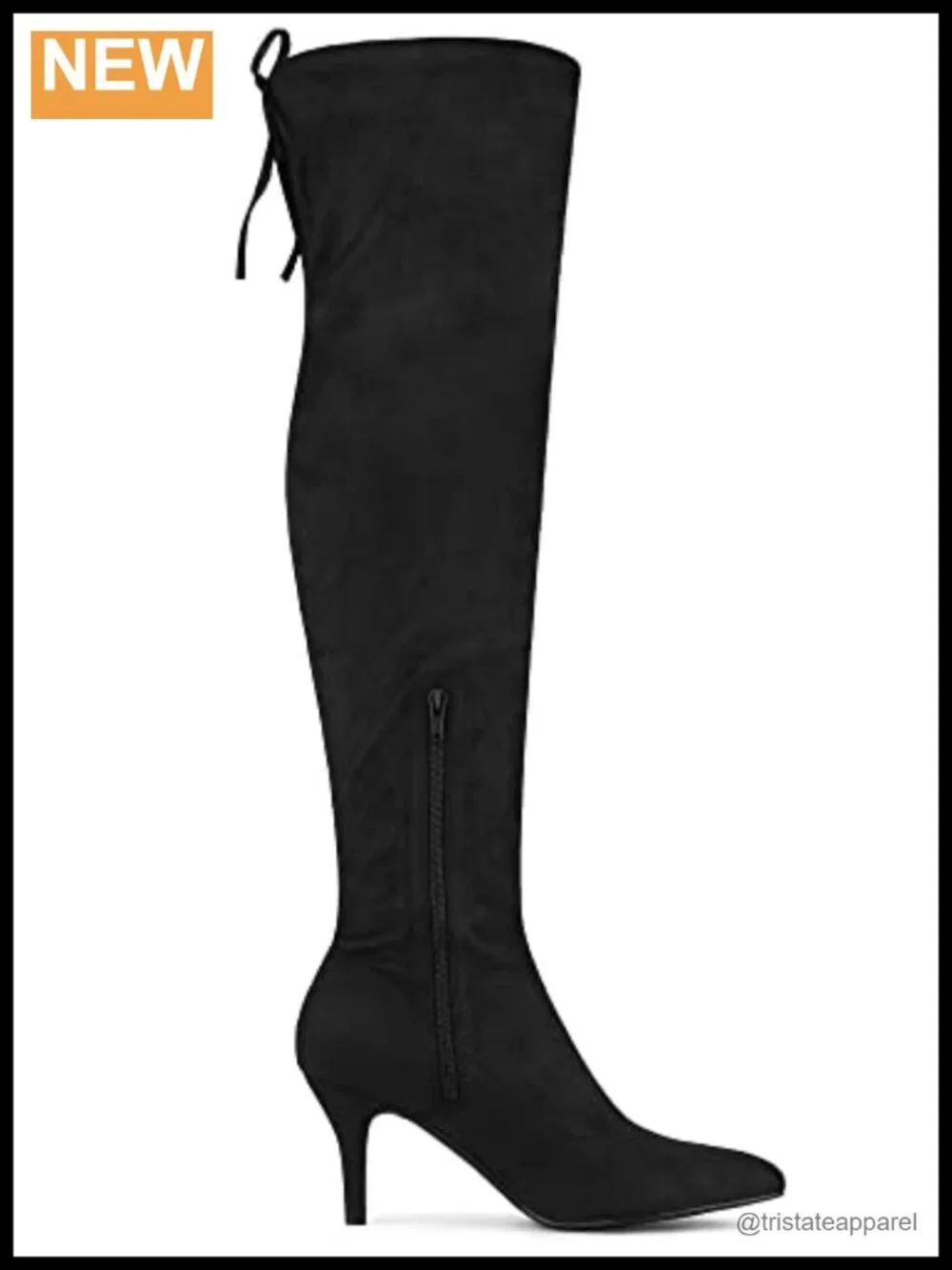 Faux Suede Stiletto Heel Over the Knee Boots Pointed Toe Zip Casual